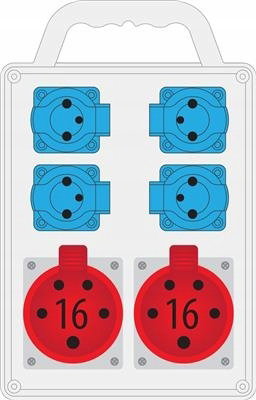 Rozdzielnica Pawbol R-BOX B.SLIM-6 2x16A/5P 4x16A/250V 6mod IP44 IK08