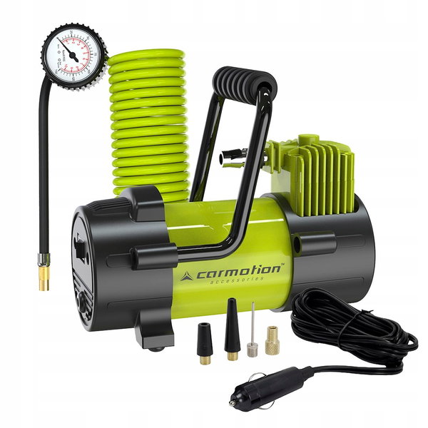 Kompresor powietrza tłokowy 12V, 10 BAR, wąż spiralny 400 Carmotion 63342
