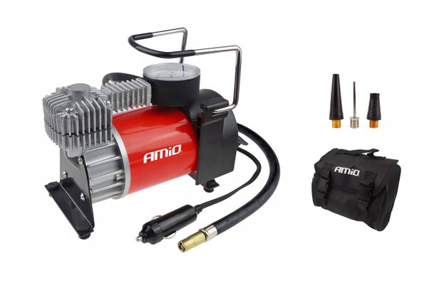 Kompresor samochodowy z manometrem ACOMP-03 metalowy 12V AMIO