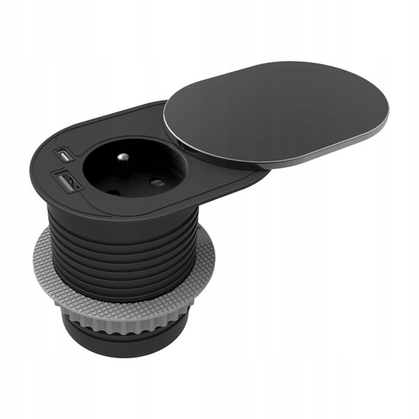 Gniazdo Wpuszczane Chowane w Blat USB + USB-C Przesuwana Pokrywa Kabel 1,9m