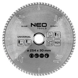 TARCZA TNĄCA WIDIOWA do pilarki 254 x 30 mm 80 zębów uniwersalna NEO TOOLS