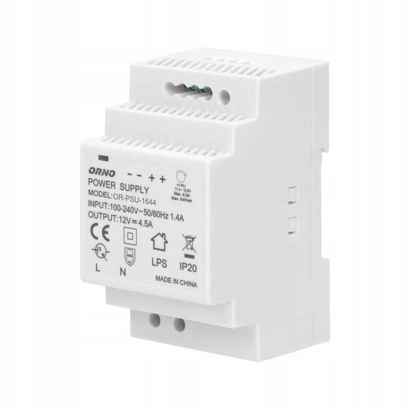 ZASILACZ NA SZYNĘ DIN 12V 4,5A 54W DO DOMOFONU CCTV LED REGULOWANY ORNO