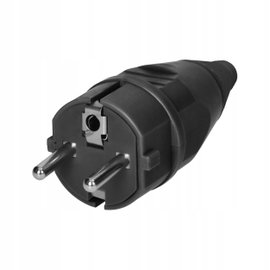 24x Wtyczka Prosta 230V 16A Warsztatowa z Uziemieniem Uni-Schuko Czarna