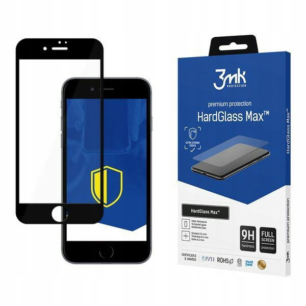 3mk Szkło HardGlass Max do iPhone 8 Plus czarne 9H