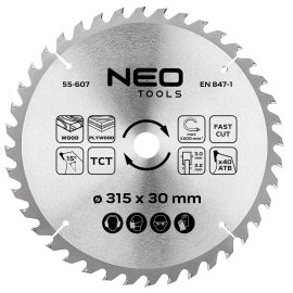TARCZA TNĄCA WIDIOWA do pilarki 315 x 30mm 40T do drewna MDF płyt NEO TOOLS