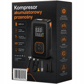 POMPKA ROWEROWA ELEKTRYCZNA SAMOCHODOWY 11BAR 4500MAH Z CYFROWYM MANOMETREM