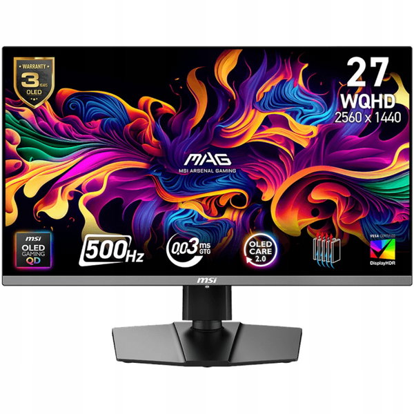 Monitor MSI MAG 272QP QD-OLED X50 26.5" 2560x1440px 500Hz 0.03 ms GTG