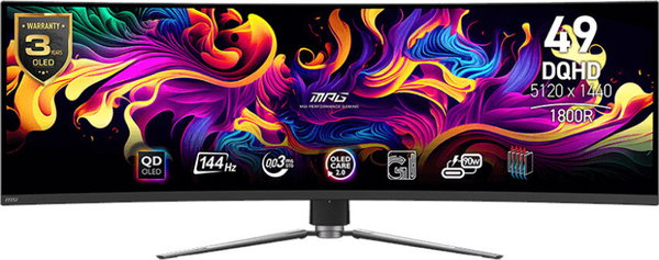 Monitor MSI MPG 491CQP QD-OLED 49 5120x1440px 144Hz 0.03 ms [GTG] Curved