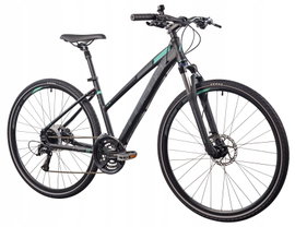 Rower crossowy INDIANA X-Cross 3.0 D21 damski Czarno-turkusowy 2024