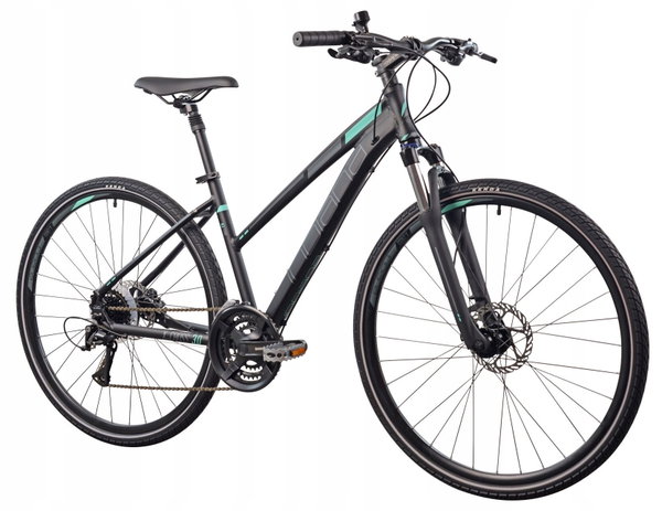 Rower crossowy INDIANA X-Cross 3.0 D21 damski Czarno-turkusowy 2024