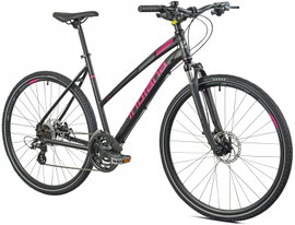Rower crossowy INDIANA X-Cross 2.0 D21 damski Czarno-różowy