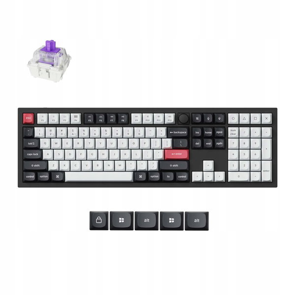 Klawiatura KEYCHRON Q6 HE Gateron Double-Rai Magnetic Czarno-biało-czerwony