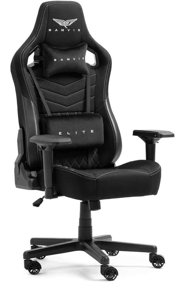 Fotel GAMVIS Elite 2.0 XL Basic Czarny (białe elementy)