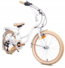 Rowerek dziecięcy SUN BABY Flower bike 20 cali dla dziewczynki Biało-beżowy