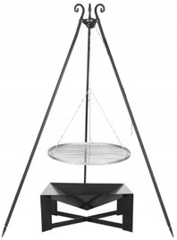 Grill ogrodowy FARMCOOK na trójnogu 70cm Czarny + Palenisko PAN 34 70cm