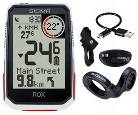 Licznik rowerowy SIGMA Rox 4.0 Endurance HR Set Czarny Podświetlany