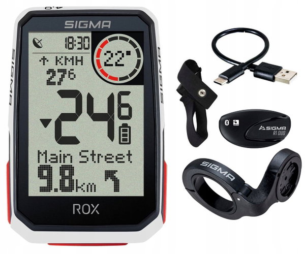Licznik rowerowy SIGMA Rox 4.0 Endurance HR Set Czarny Podświetlany