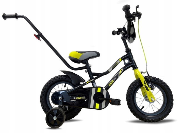 Rower dziecięcy SUN BABY Tiger Bike 12 cali dla chłopca Czarno-żołto-szary