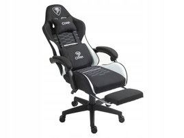 Fotel COBRA Player 5.0 CRF52 Czarno-biały + podnóżek
