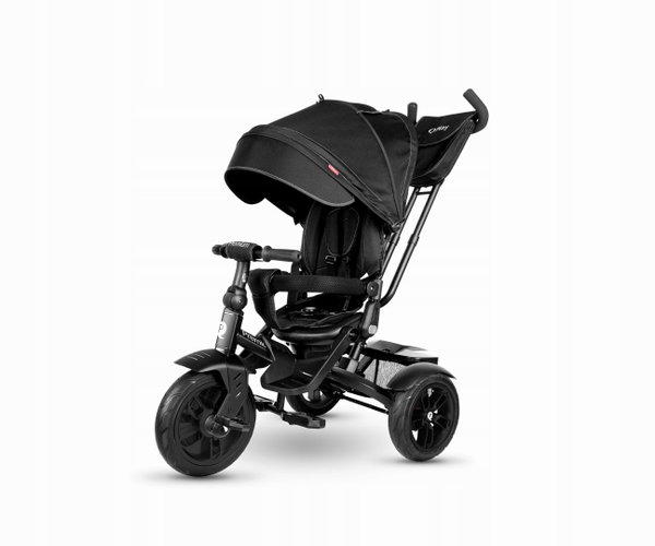 Trójkołowiec QPLAY Premium Siedzisko 360°, Pompowane koła Czarny