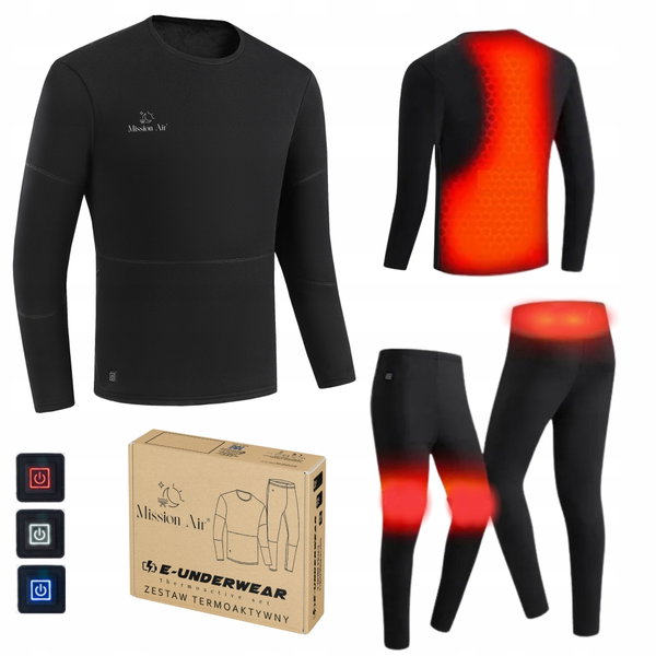 Bielizna podgrzewana MISSION AIR E-Underwear Men Set (rozmiar M) Czarny