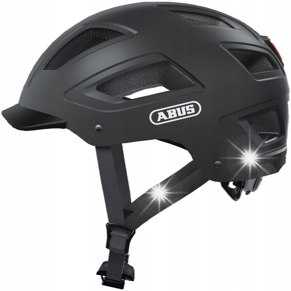 Kask rowerowy ABUS Hyban 2.0 Tytanowy Miejski z lampką (rozmiar M)
