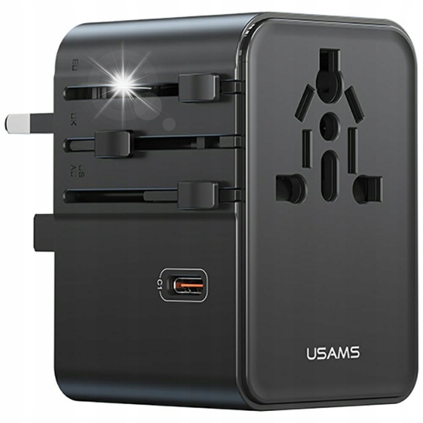 Adapter podróżny USAMS Travel Adapter CC310 Czarny US / AU / EU / UK