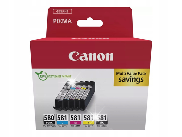 Zestaw tuszów CANON PGI-580 / CLI-581 Czarny 11 ml, Kolorowy 5.6 ml