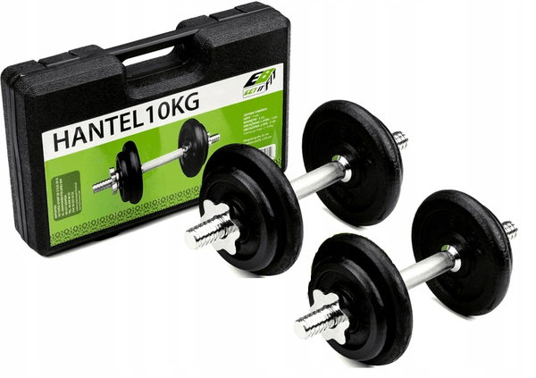 Hantla żeliwna EB FIT z walizką (10 kg)