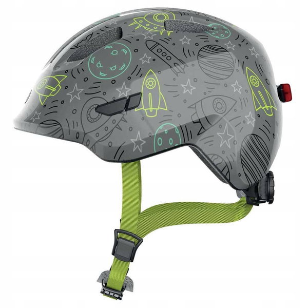 Kask rowerowy ABUS Smiley 3.0 LED Szaro-zielony dla Dzieci (rozmiar S)