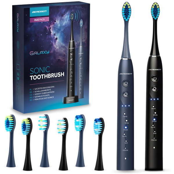 Szczoteczka soniczna BERDSEN Galaxy Duo (2 sztuki) Czarny i Granatowy