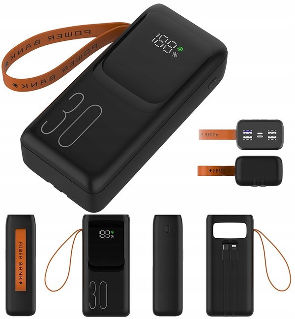 Powerbank TRACER Vouge-3 30000 mAh QC3.0 20W + PD 22.5W Czarny