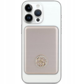 Powerbank indukcyjny GUESS 4G Strassed Metal Logo MagSafe 3000 mAh Złoty