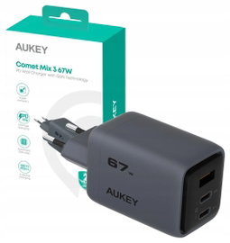 Ładowarka sieciowa AUKEY PA-C3 67W QC5.0 + PD3.0 Szary