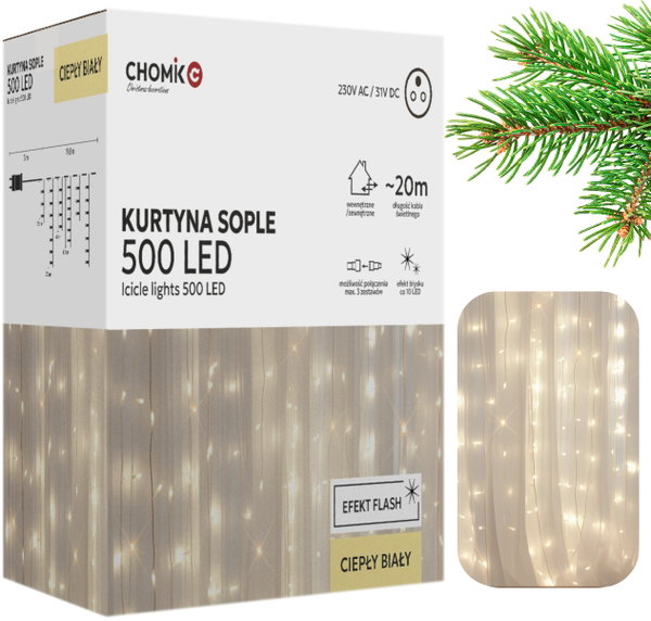 Kurtyna LED EXTRALINK 9881 Sople 20 m Sieciowe