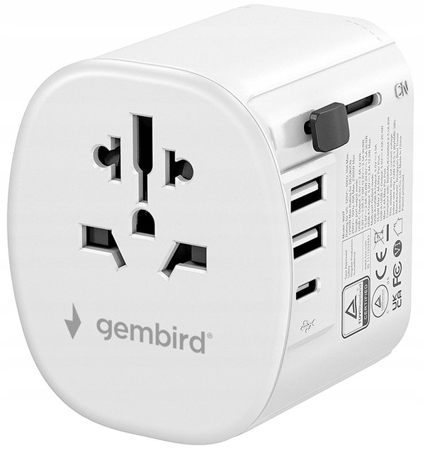 Adapter podróżny GEMBIRD TPA-EU2A1C15-01-W