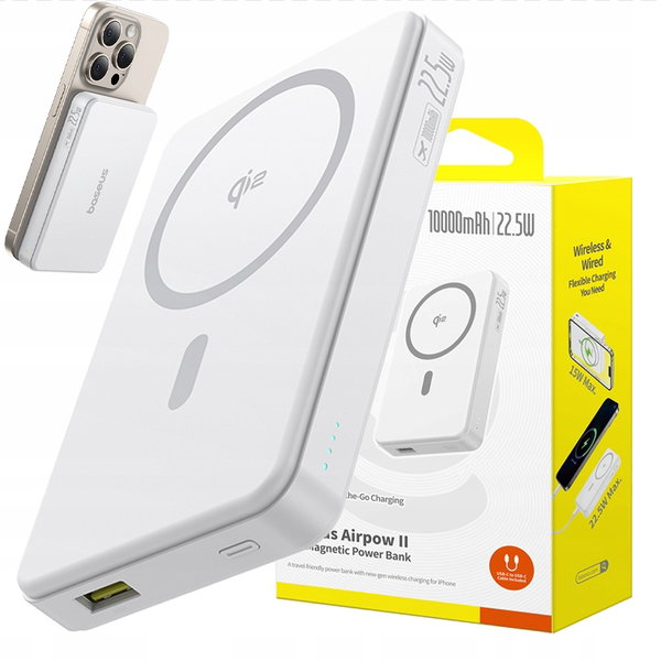 Powerbank BASEUS Airpow II Qi2 10000 mAh 22.5W Biały