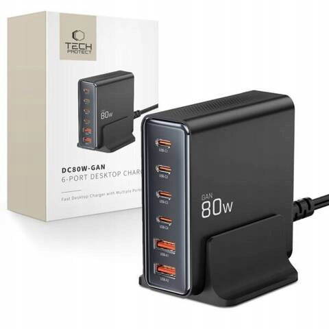 Stacja ładująca TECH-PROTECT 80W GAN QC3.0 Czarny