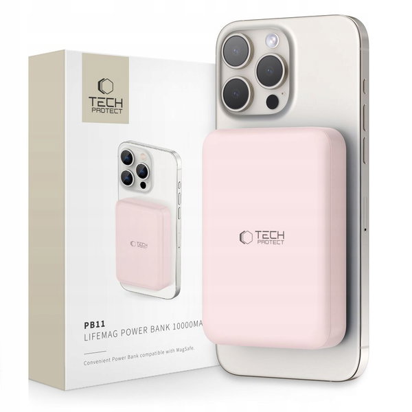Powerbank TECH-PROTECT PB11 LifeMag MagSafe 10000 mAh 15W Różowy