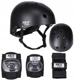 Kask NILS EXTREME MR290 Czarny (rozmiar M) + Zestaw ochraniaczy