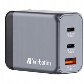 Ładowarka sieciowa VERBATIM GNC-65 GaN 65W + Adapter EU/UK/US Szary