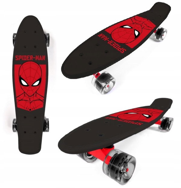 Deskorolka Dla dzieci SEVEN Spiderman PU Czarno-czerwony