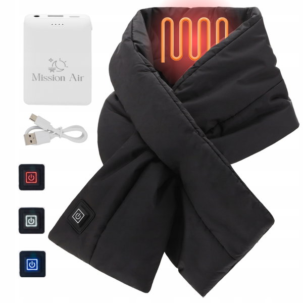 Podgrzewany szal MISSION AIR E-Scarf + Powerbank (rozmiar L) Czarny