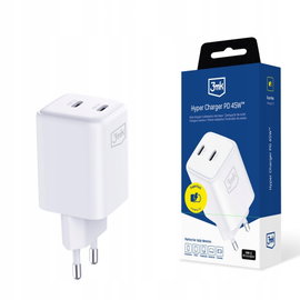 Ładowarka sieciowa 3MK PD 45W QC4 + PPS 2C Super-Fast Charge 2.0 Biały