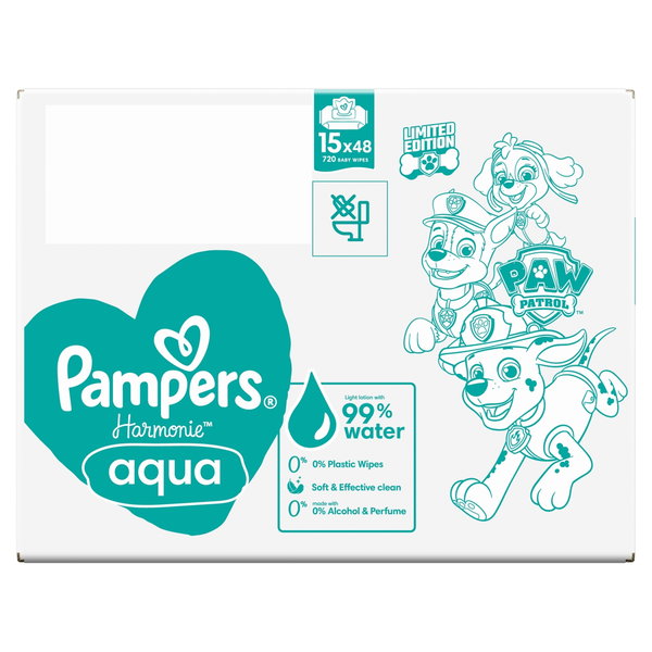 Chusteczki nawilżane PAMPERS Harmonie Aqua Psi Patrol 15 X 48 szt.