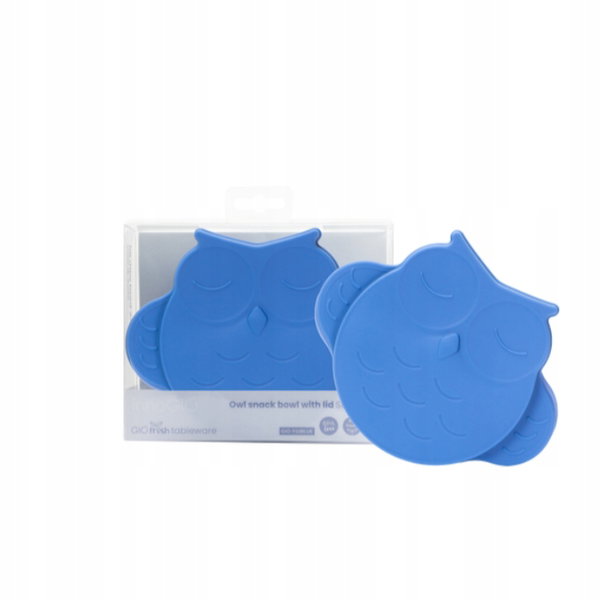 Silikonowa miseczka Sówka z pokrywką GIO-910BLUE