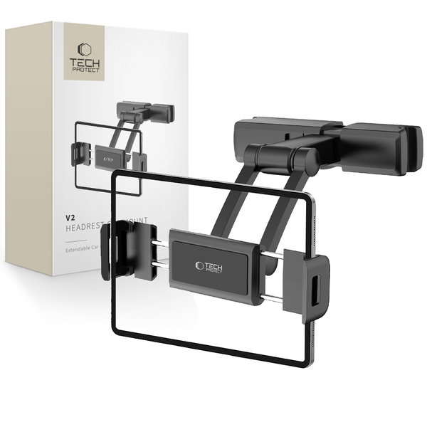 Uchwyt na telefon i tablet TECH-PROTECT V2 Stretchable Headrest Czarny