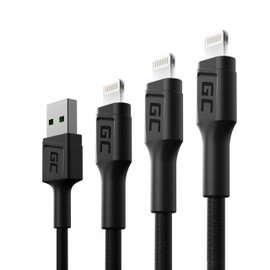 Kabel USB - Lightning GREENCELL Ray 0.3/1.2/2 m (3 szt.)