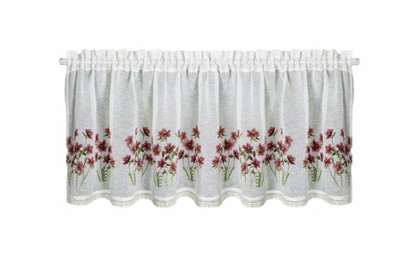 Firana gotowa EUROFIRANY Isa 150 x 60 cm Biało-bordowy