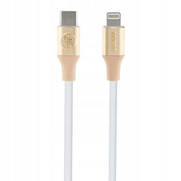 Kabel USB-C - Lightning GUESS Ebossed Logo 1.5m Złoty
